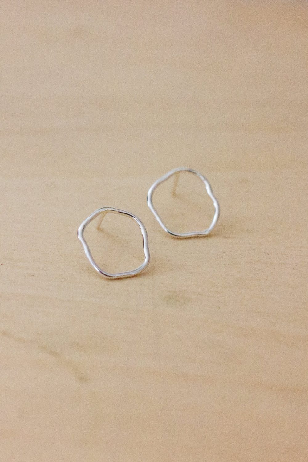 Wavy Open Circle Studs - Fawn and Rose