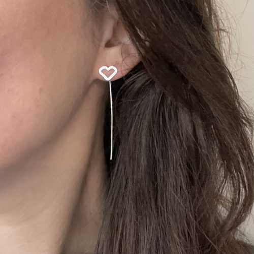 Sterling Silver Heart Threader Earrings- Verve Jewellery