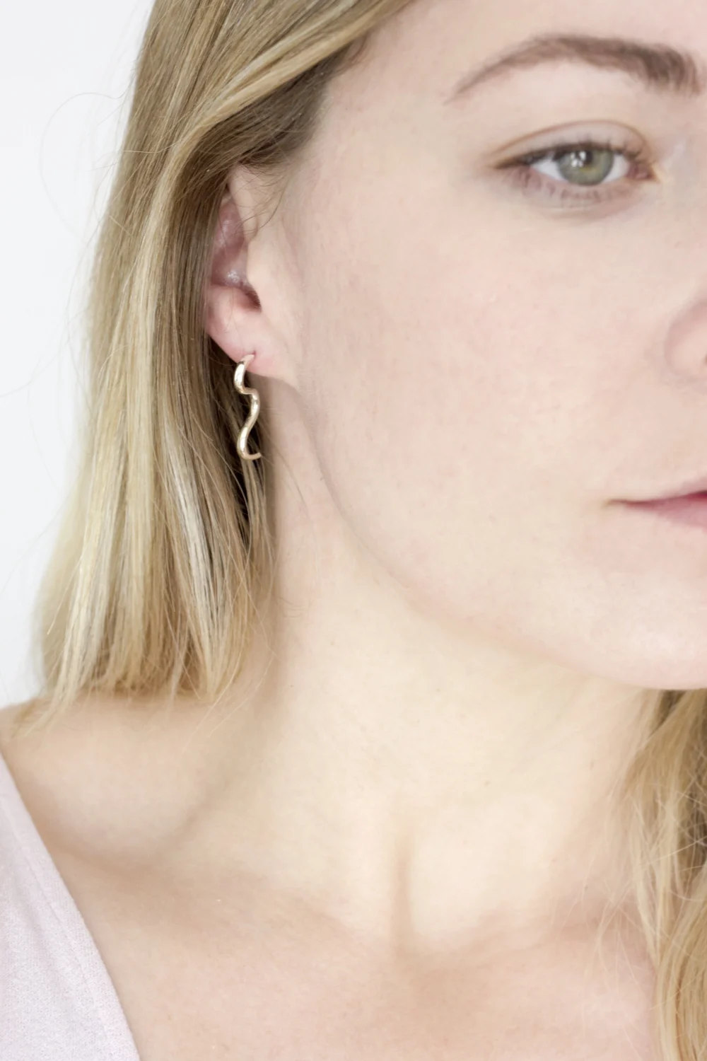Sterling Silver Wiggle Studs - Fawn and Rose - Image 3