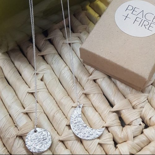 Silver Clay Moon Pendant
