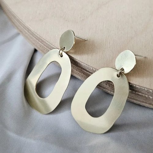 Brass Freeform Double-Circle Studs