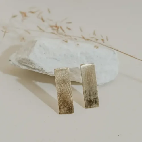 Brass Rectangle Earrings