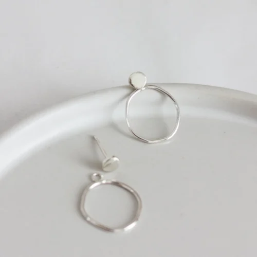 Sterling Silver Organic Circle Ear Jackets