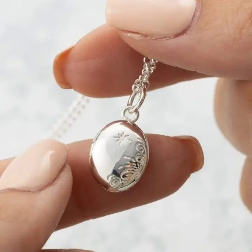 Silver Tiny Celestial Locket Necklace