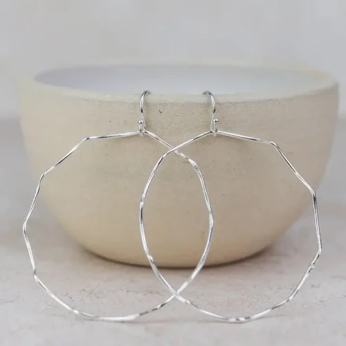 Sterling Silver Geo Wave Hoop Earring - Lucy Kemp