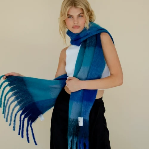 The Reykjavik Scarf - Blue Check - Artic Fox & Co