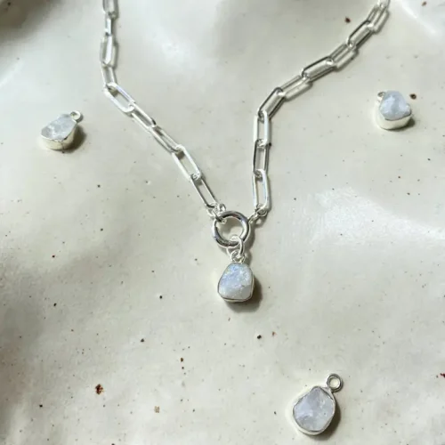 Moonstone Carved Chunky Chain Necklace | Intuition Sterling Silver