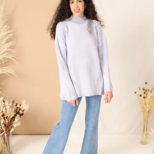 Rosa High Neck Jumper - Pale Blue