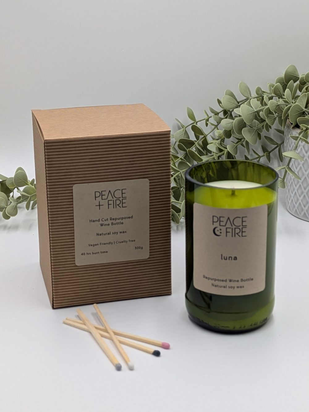 Luna - Wine Bottle Candle - Peace + Fire - Image 2
