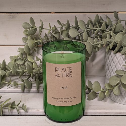 Rest - Wine Bottle Candle - Peace + Fire