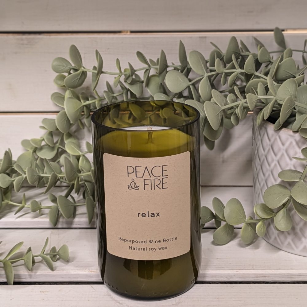 Relax - Wine Bottle Candle - Peace + Fire