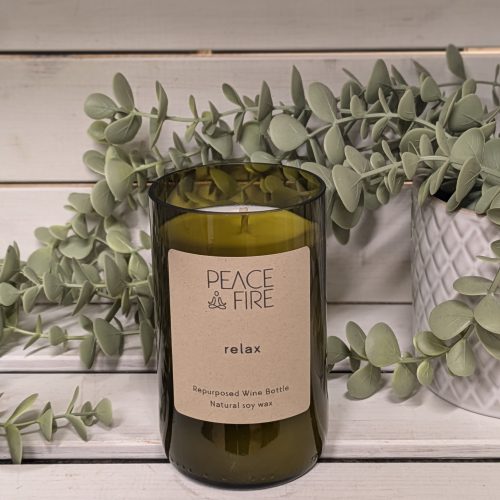Relax - Wine Bottle Candle - Peace + Fire