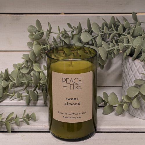 Sweet Almond - Wine Bottle Candle - Peace + Fire