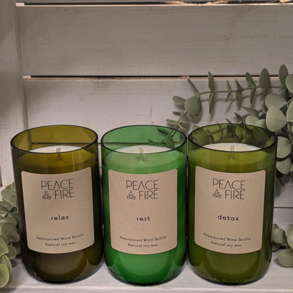 Relax - Wine Bottle Candle - Peace + Fire - Image 3