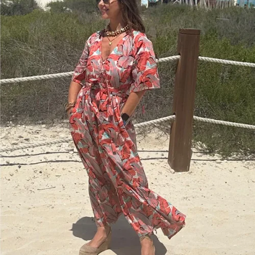Sage Dress Coral Palm